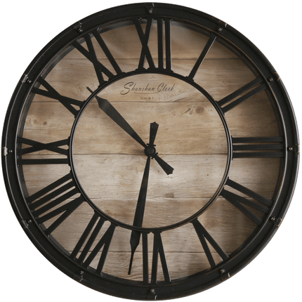 Orologio industriale antico metallo e legno