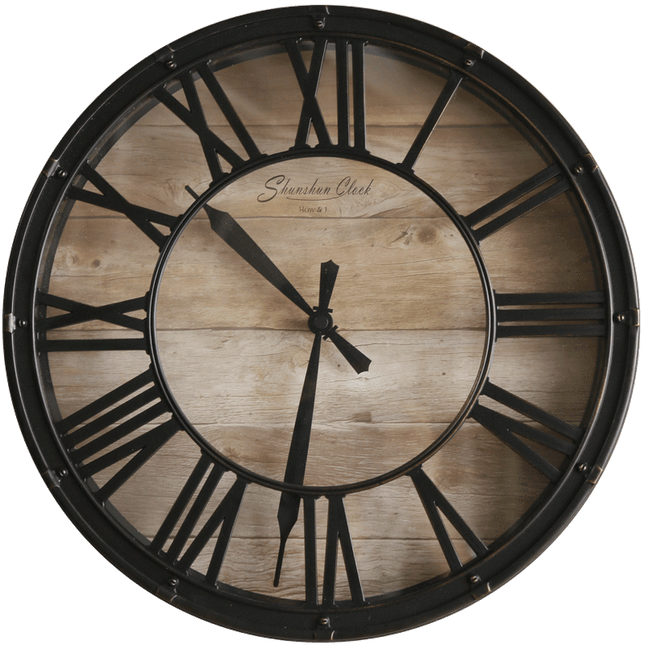 Orologio industriale antico metallo e legno