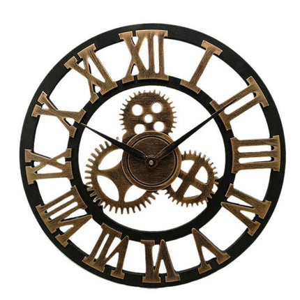 Orologio da parete industriale legno ingranaggi
