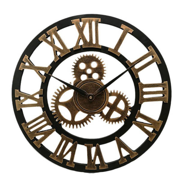 Orologio da parete industriale legno ingranaggi