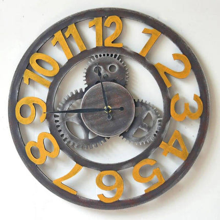 Orologio da parete ingranaggi numeri dorati