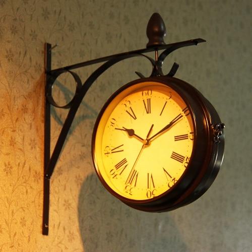 Orologio da parete bifacciale stile stazione