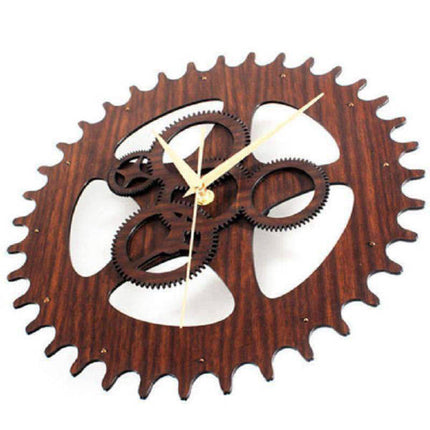 Orologio parete ingranaggio legno stile industriale