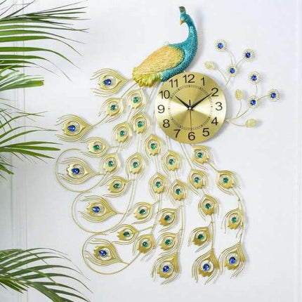 Grande Orologio da Muro Pavone Dorato