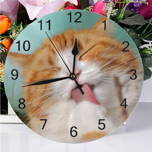 Orologio da parete rotondo gatto rosso