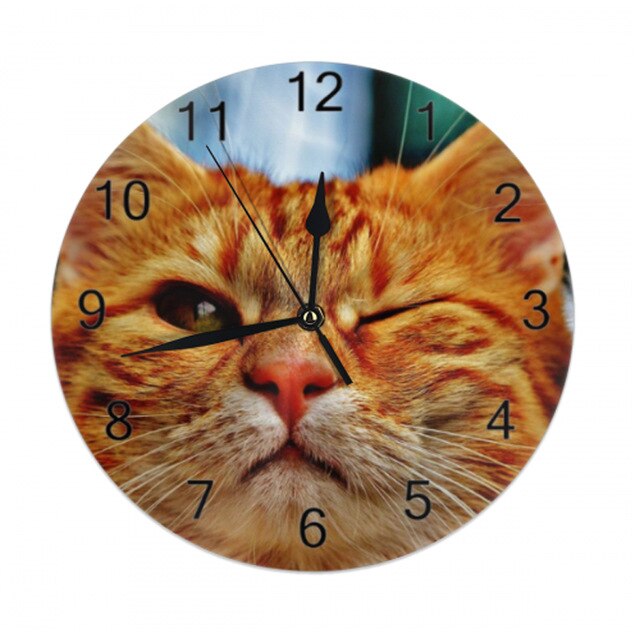 Orologio da parete rotondo gatto rosso