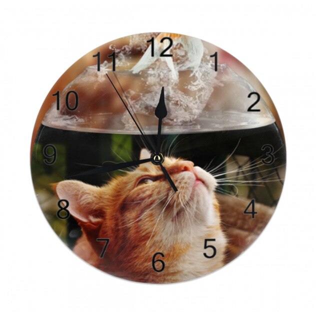 Orologio da parete rotondo gatto rosso