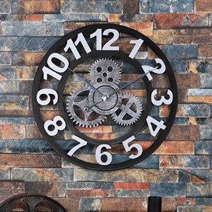 Orologio da parete industrial con ingranaggi