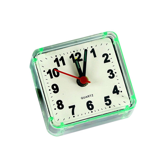 Piccola sveglia analogica con cassa trasparente
