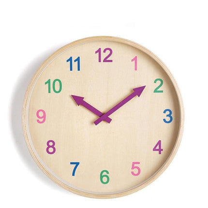 Orologio parete legno numeri colorati