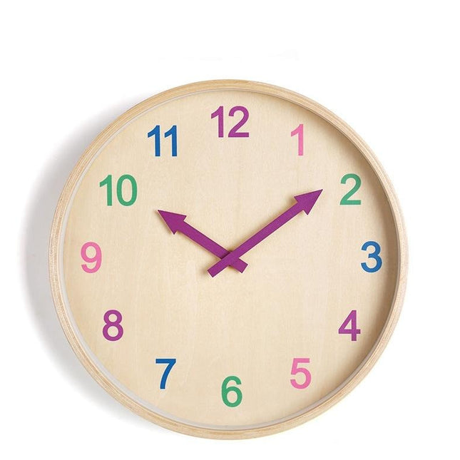 Orologio parete legno numeri colorati