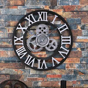 Orologio da parete industrial con ingranaggi