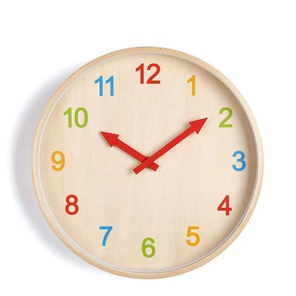 Orologio parete legno numeri colorati