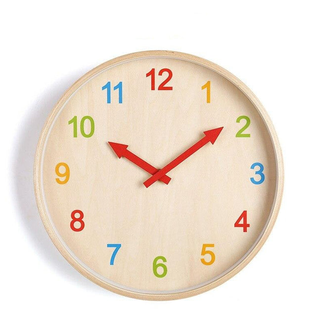 Orologio parete legno numeri colorati