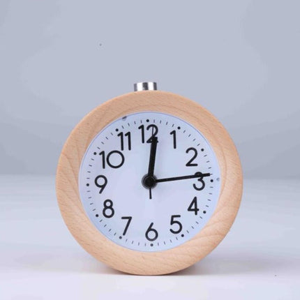 Sveglia analogica rotonda in legno scuro