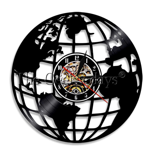 Orologio in vinile design mappamondo