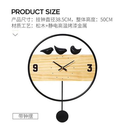 Orologio da parete design con uccelli