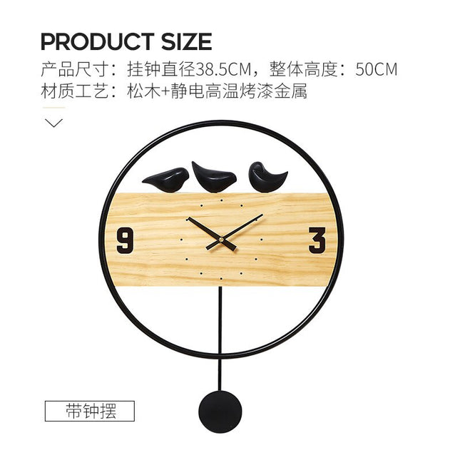 Orologio da parete design con uccelli