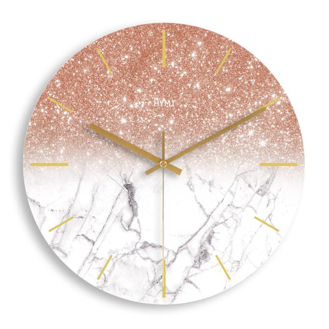 Orologio da parete glitter rosa marmo