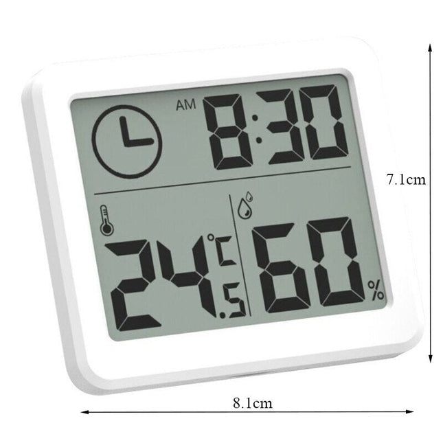 Orologio digitale da tavolo bianco con termometro
