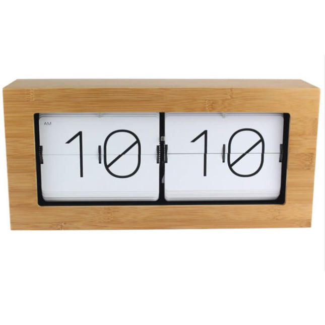 Orologio flip retrò da tavolo in legno