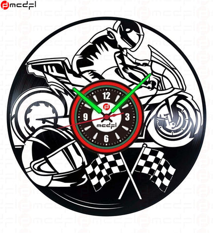Orologio vinile motocross rosso e verde