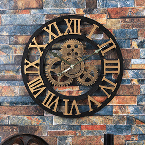 Orologio da parete industrial con ingranaggi