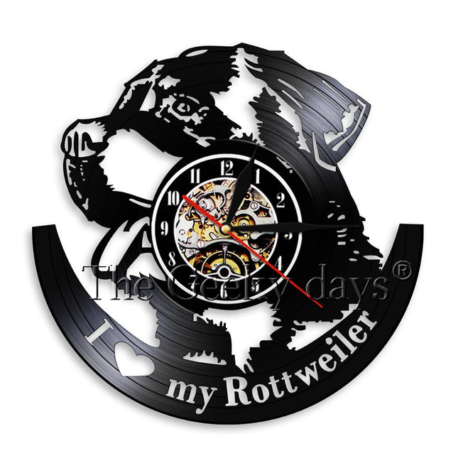 Orologio in vinile per amanti Rottweiler
