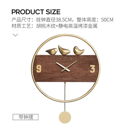 Orologio da parete design con uccelli