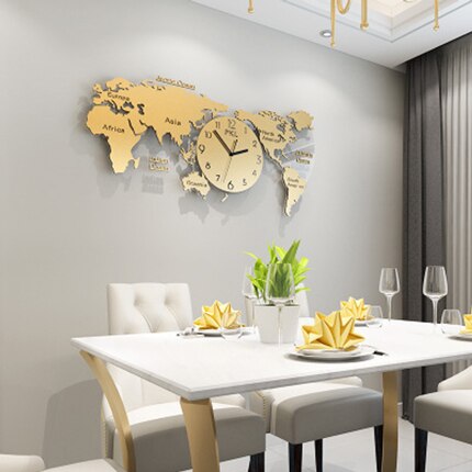 Orologio da parete mappamondo 3D argentato