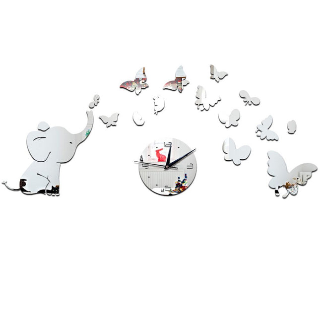 Orologio da parete adesivo elefante specchio