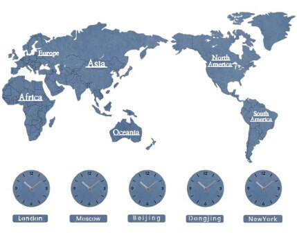 Orologio da muro mappamondo 5 fusi