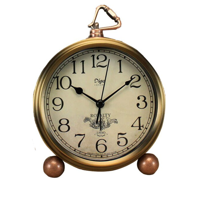 Sveglia da tavolo vintage rotonda dorata