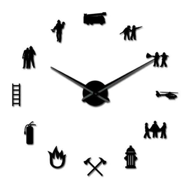 Orologio adesivo da muro tema pompieri