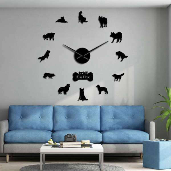 Orologio adesivo da parete razza Collie
