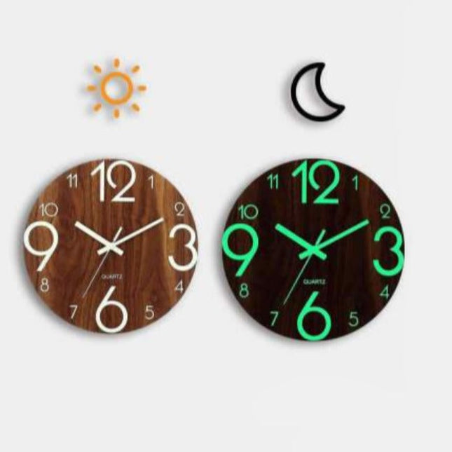 Orologio parete legno luminoso al buio