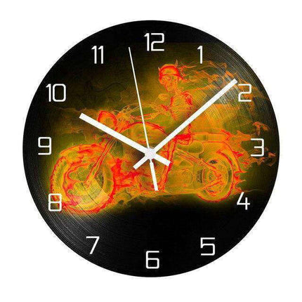 Orologio da parete rotondo moto fiamme