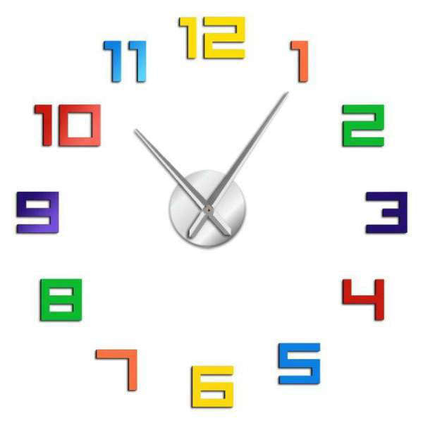 Orologio da parete adesivo numeri colorati