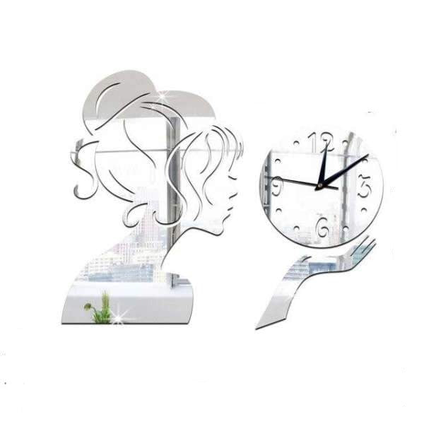 Orologio da Parete Adesivo Principessa Specchio