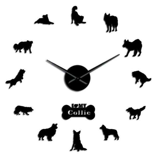 Orologio adesivo da parete razza Collie