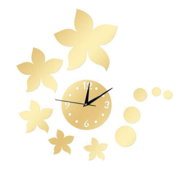 Orologio da Parete Adesivo Fiori Specchio