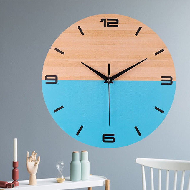 Orologio da parete in legno bicolore blu