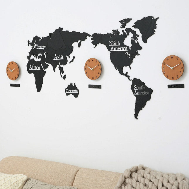 Orologio da parete mappamondo legno fusi