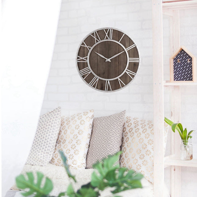 Orologio da parete industriale legno e ferro