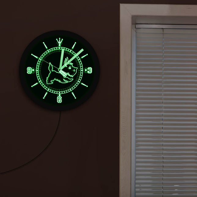 Orologio da parete a LED cane terrier