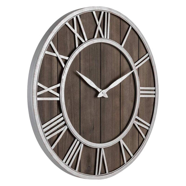 Orologio da parete industriale legno e ferro