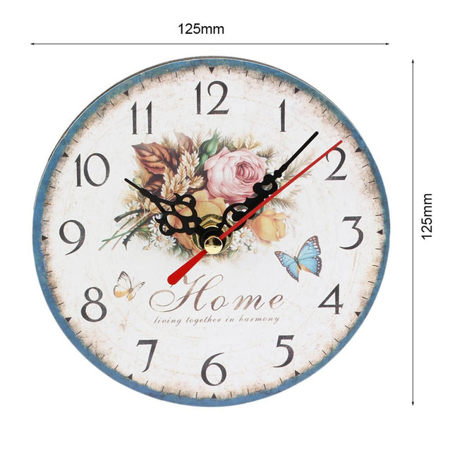 Orologio da parete in legno floreale shabby