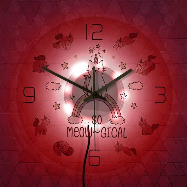 Orologio da parete a LED gatto