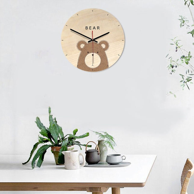 Orologio da parete legno orso per bambini