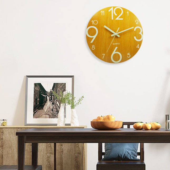 Orologio da parete legno numeri fluorescenti